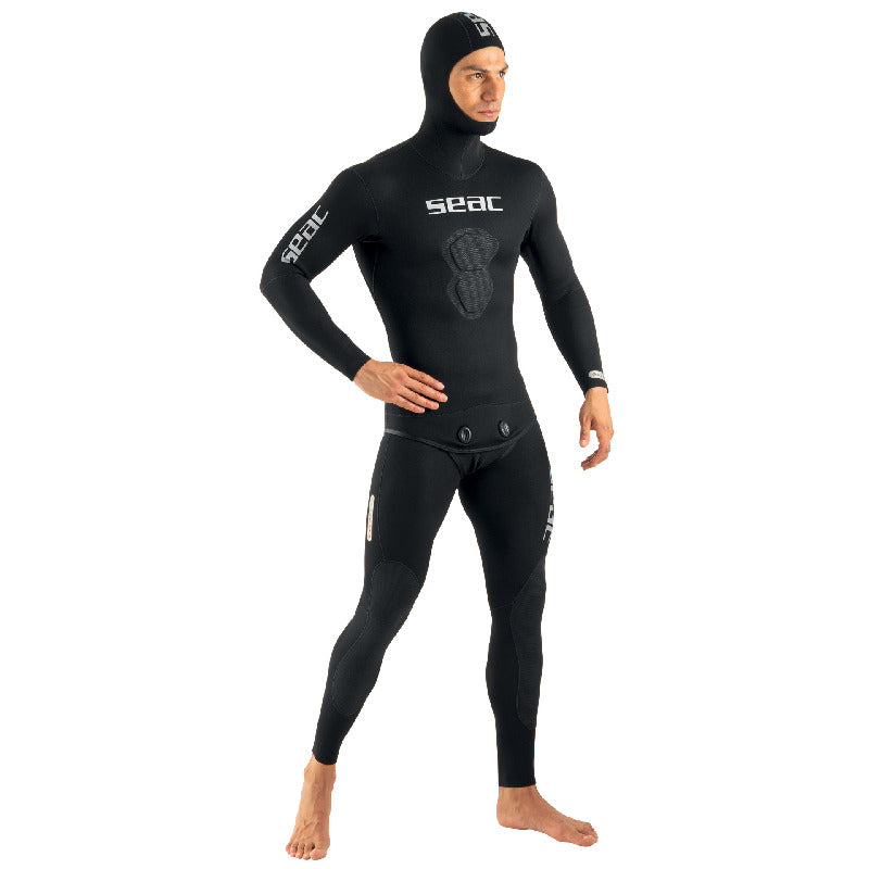 BLACK SHARK 5mm Giacca+Pantalone Muta Completa per Apnea e Pesca subacquea in neoprene spaccato