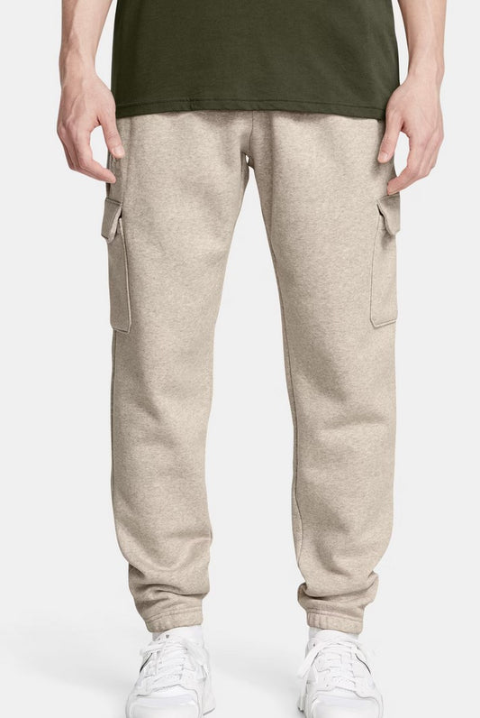 Essential Fleece Pantalone Cargo con Tasche Fondo  Elastico Felpatura Pesante