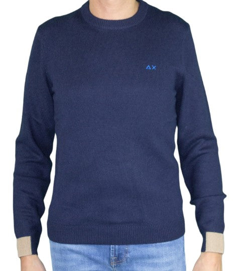 Maglione Girocollo Polsini in Contrasto Misto Cashmere