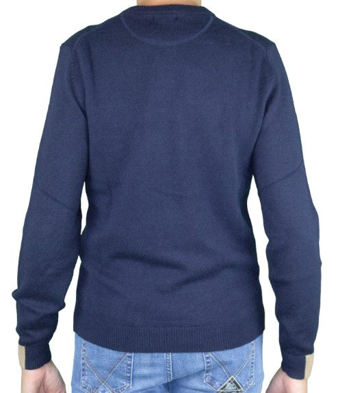 Maglione Girocollo Polsini in Contrasto Misto Cashmere