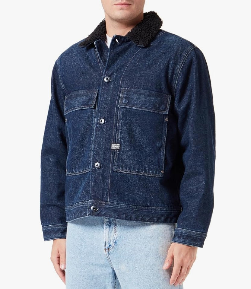Utility Flap Pocket Sherpa Giubbotto Jeans Orsetto