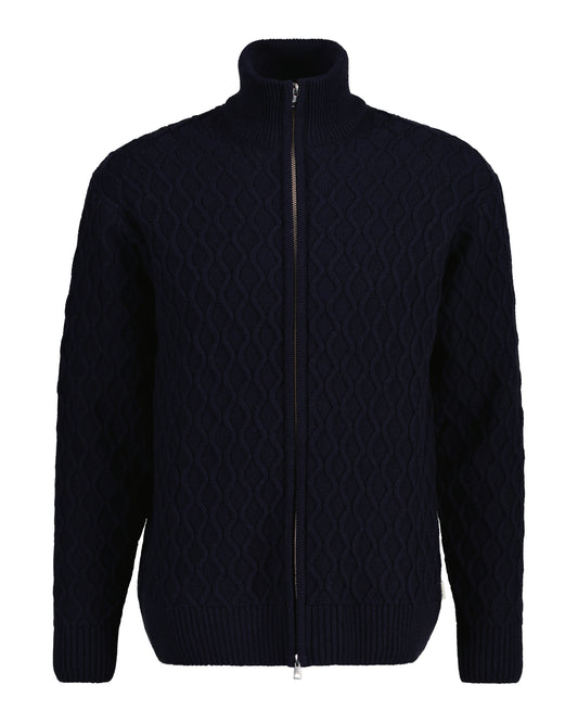 Maglione Operato Full Zip Lana e Cotone