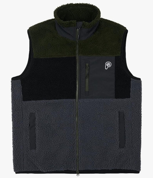 P Bear Colour Block Borg Gilet  in Orsetto Color Block